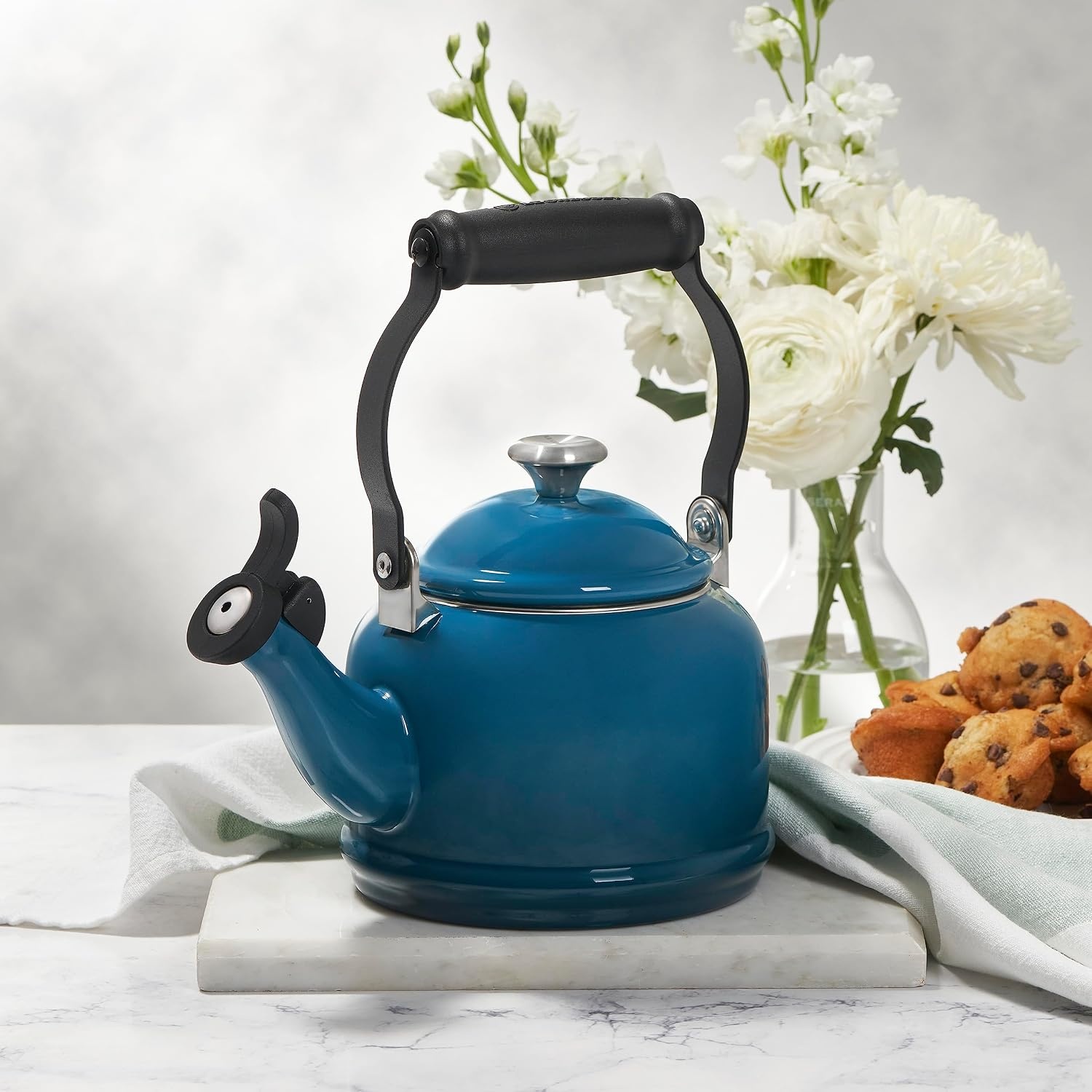 image:imageLe Creuset Enamel On Steel Demi Tea Kettle with Metal Finishes 125 qt FlameMarseille