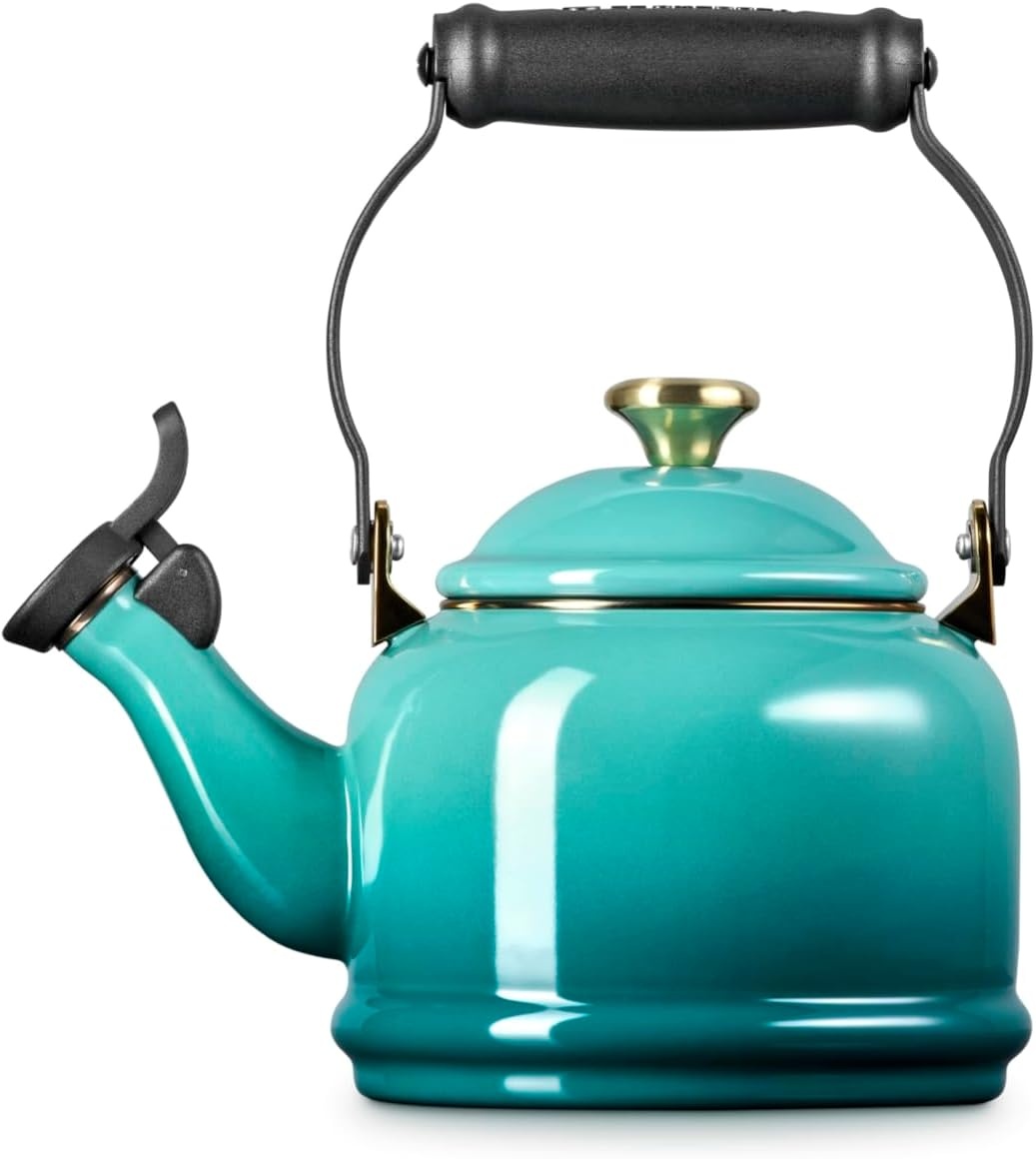 image:imageLe Creuset Enamel On Steel Demi Tea Kettle with Metal Finishes 125 qt FlameRiviera