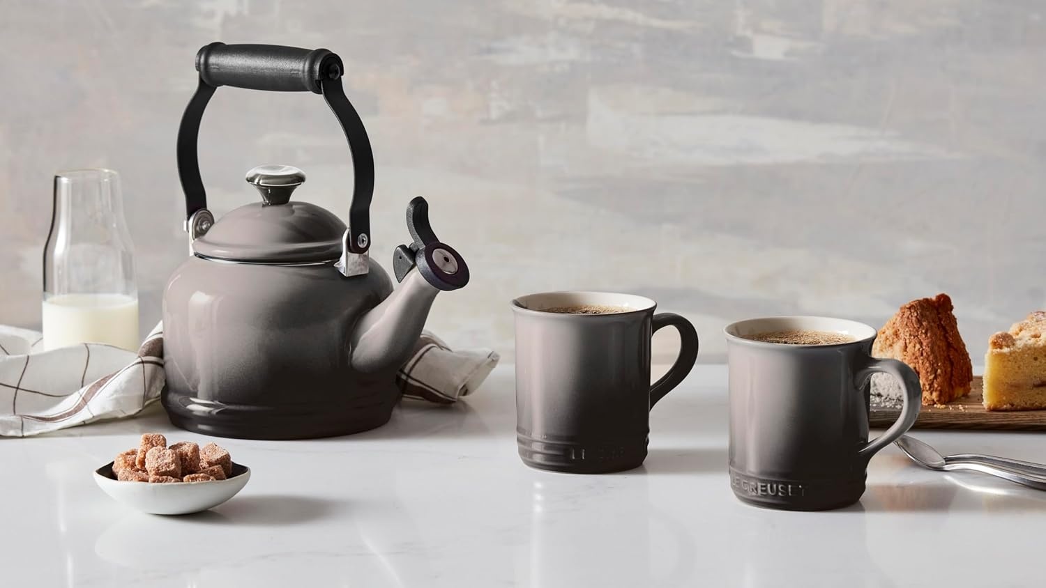image:imageLe Creuset Enamel On Steel Demi Tea Kettle with Metal Finishes 125 qt FlameRiviera