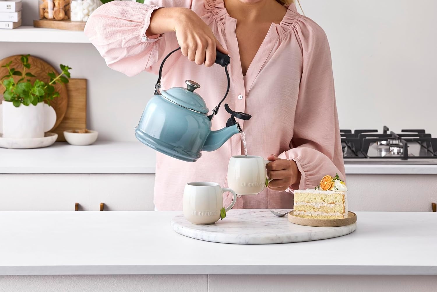image:imageLe Creuset Enamel On Steel Demi Tea Kettle with Metal Finishes 125 qt FlameRiviera