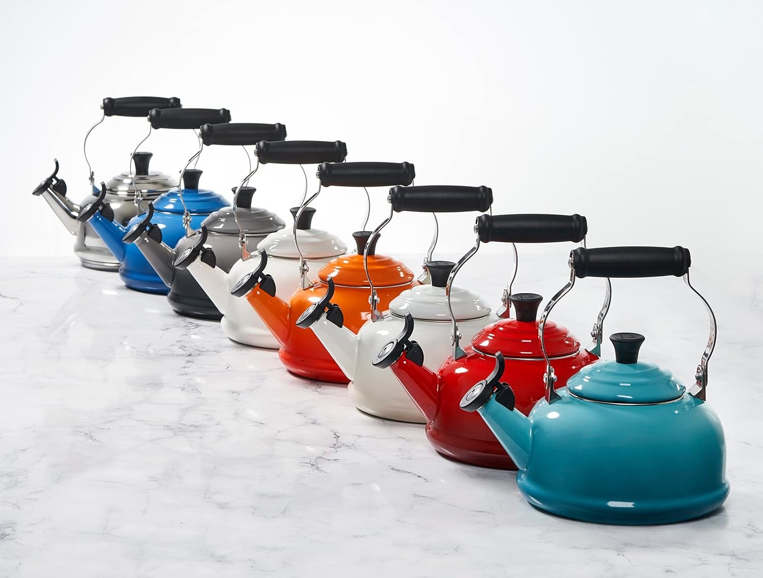 image:imageLe Creuset Enamel On Steel Whistling Tea Kettle 17 qt CeriseMeringue