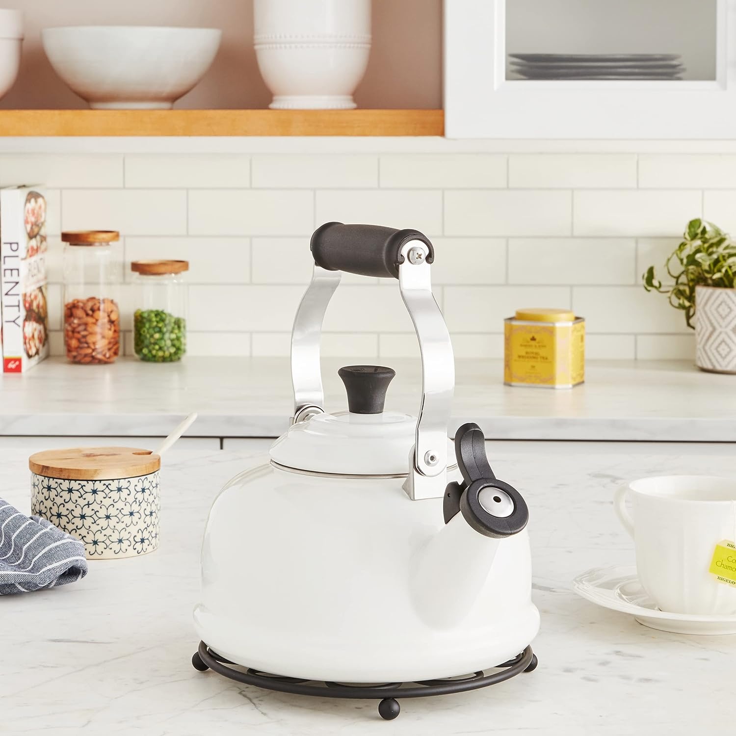image:imageLe Creuset Enamel On Steel Whistling Tea Kettle 17 qt CeriseWhite
