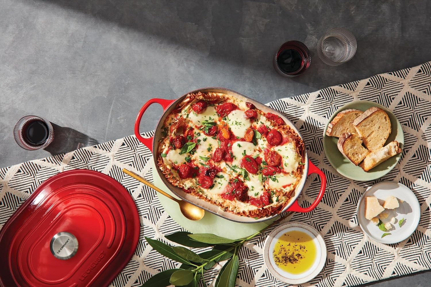 image:imageLe Creuset Enameled Cast Iron Signature Oval Casserole with Lid 375 qt Sea SaltFlame