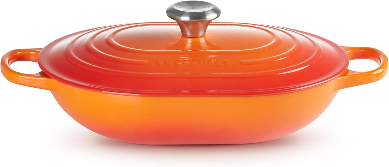 image:imageLe Creuset Enameled Cast Iron Signature Oval Casserole with Lid 375 qt Sea SaltFlame