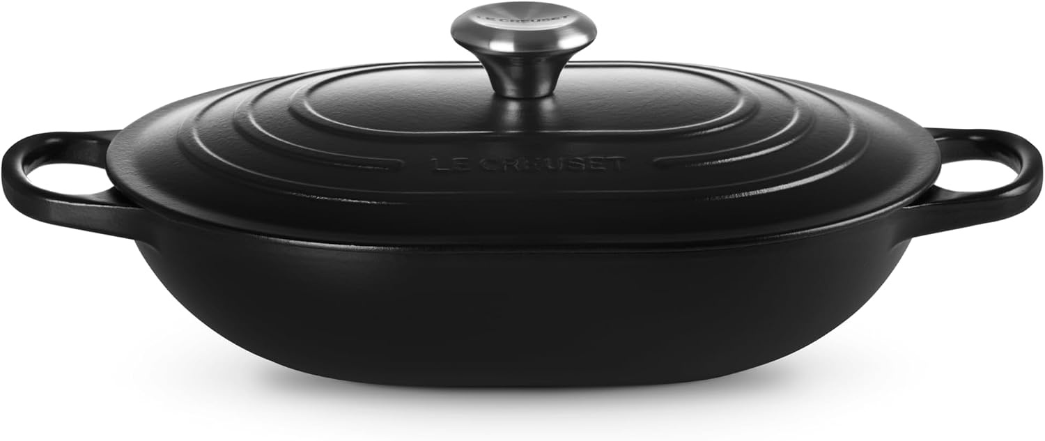 image:imageLe Creuset Enameled Cast Iron Signature Oval Casserole with Lid 375 qt Sea SaltLicorice