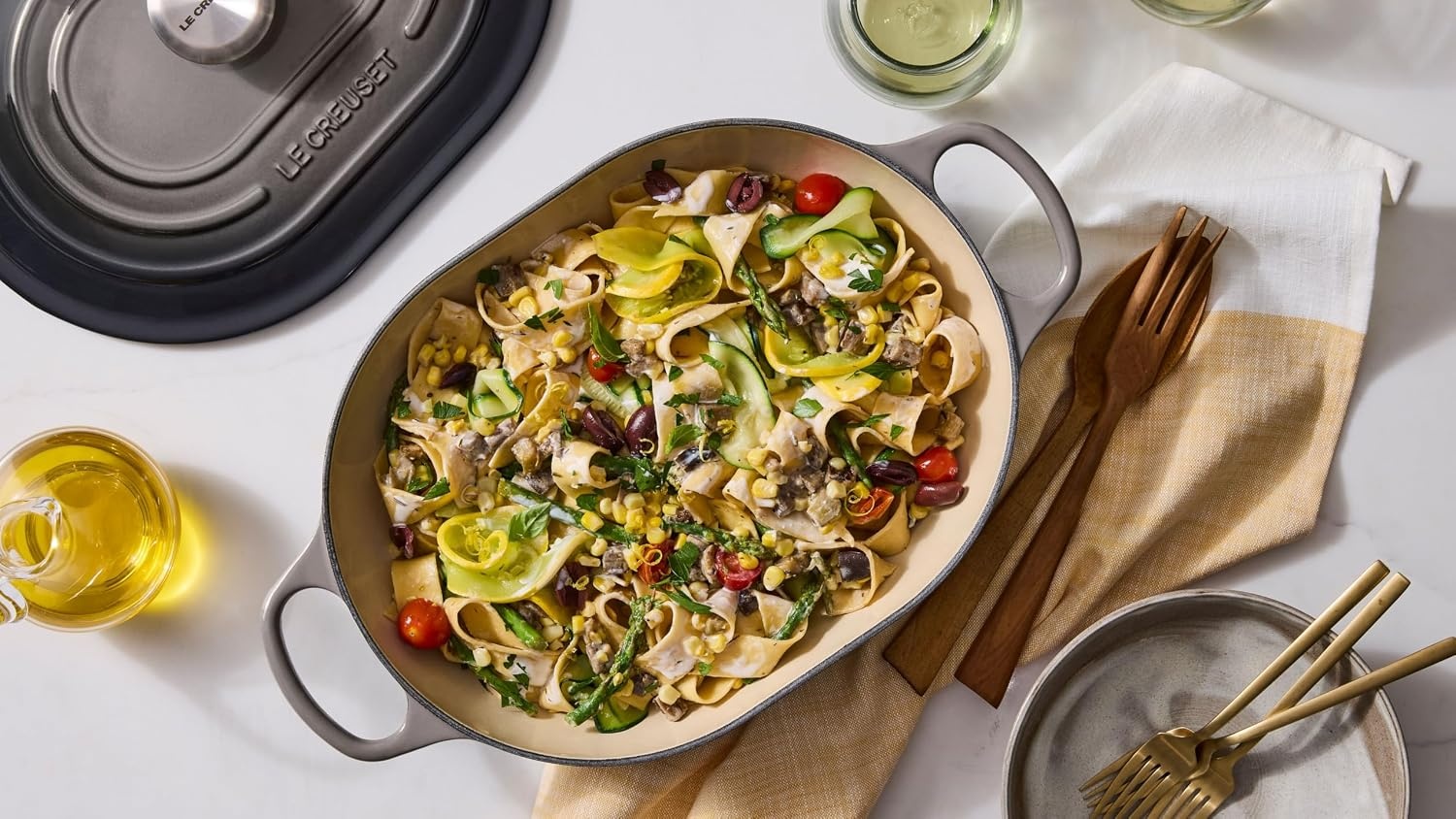 image:imageLe Creuset Enameled Cast Iron Signature Oval Casserole with Lid 375 qt Sea SaltLicorice