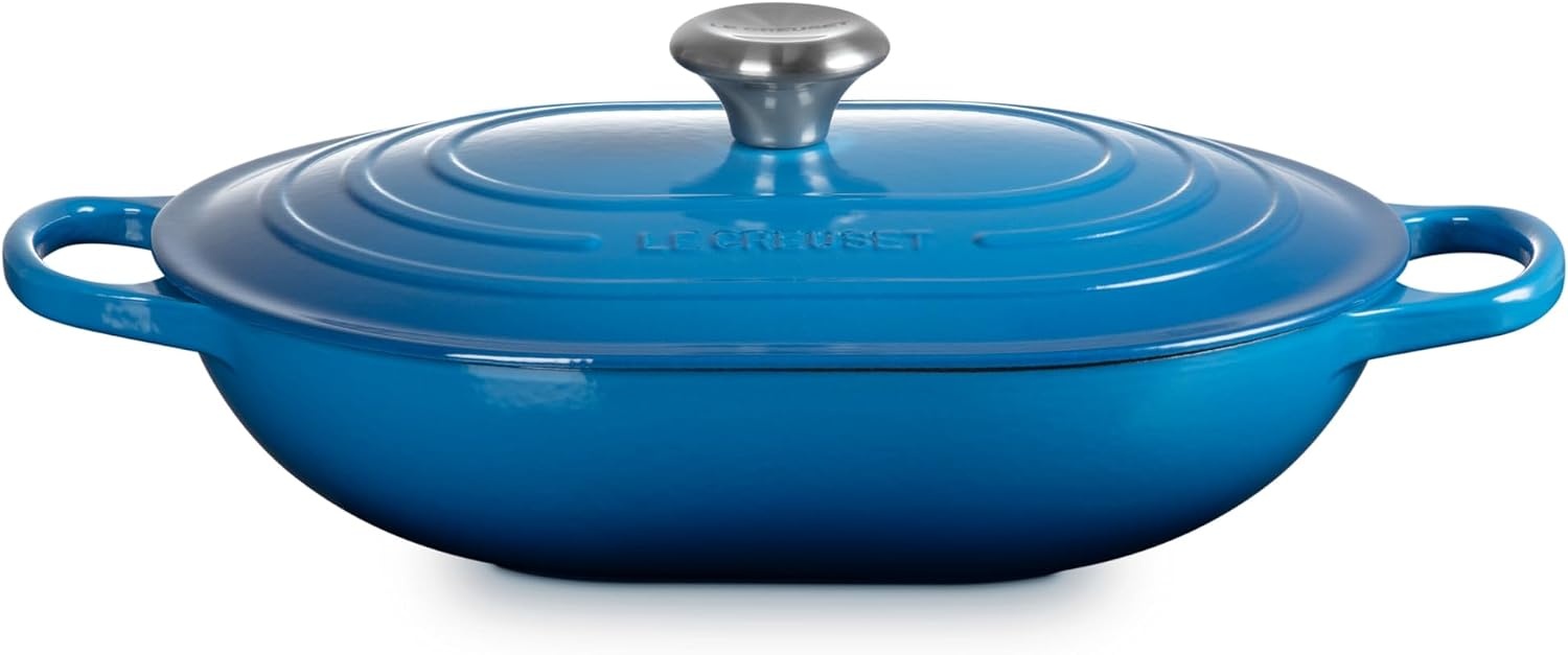 image:imageLe Creuset Enameled Cast Iron Signature Oval Casserole with Lid 375 qt Sea SaltMarseille