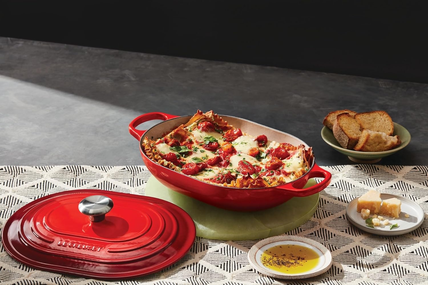 image:imageLe Creuset Enameled Cast Iron Signature Oval Casserole with Lid 375 qt Sea SaltOyster