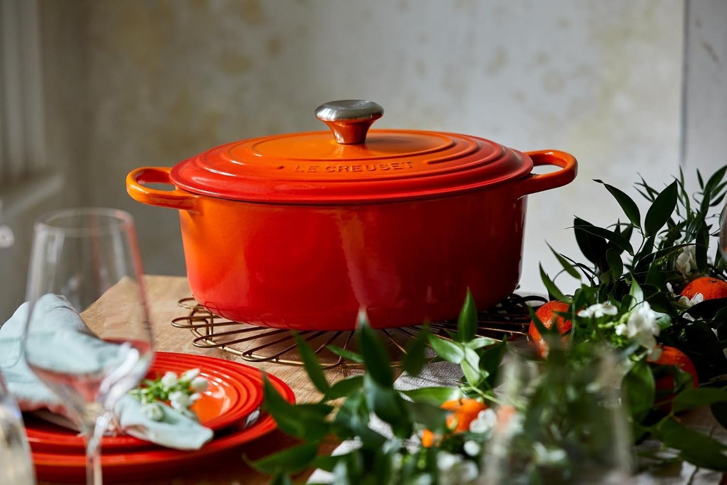 image:imageLe Creuset Enameled Cast Iron Signature Oval Dutch Oven 8 qt CeriseFlame