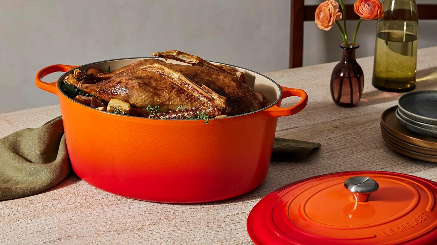 image:imageLe Creuset Enameled Cast Iron Signature Oval Dutch Oven 8 qt CeriseFlame