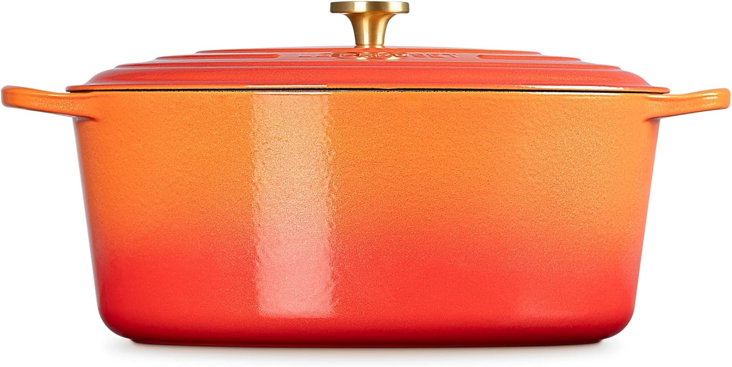 image:imageLe Creuset Enameled Cast Iron Signature Oval Dutch Oven 8 qt CeriseFlamme Doree