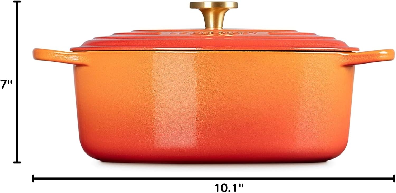 image:imageLe Creuset Enameled Cast Iron Signature Oval Dutch Oven 8 qt CeriseFlamme Doree