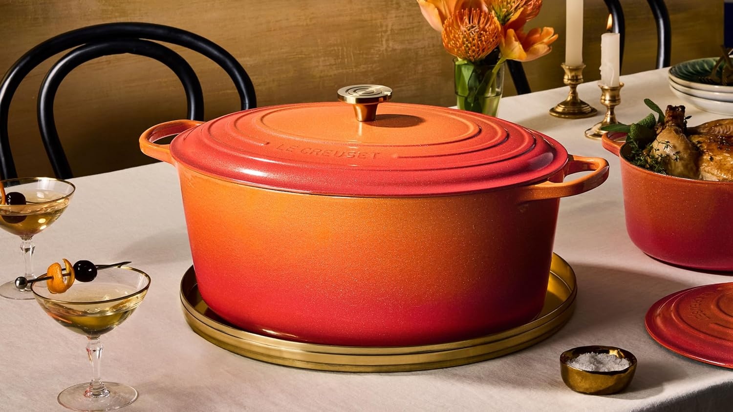 image:imageLe Creuset Enameled Cast Iron Signature Oval Dutch Oven 8 qt CeriseFlamme Doree
