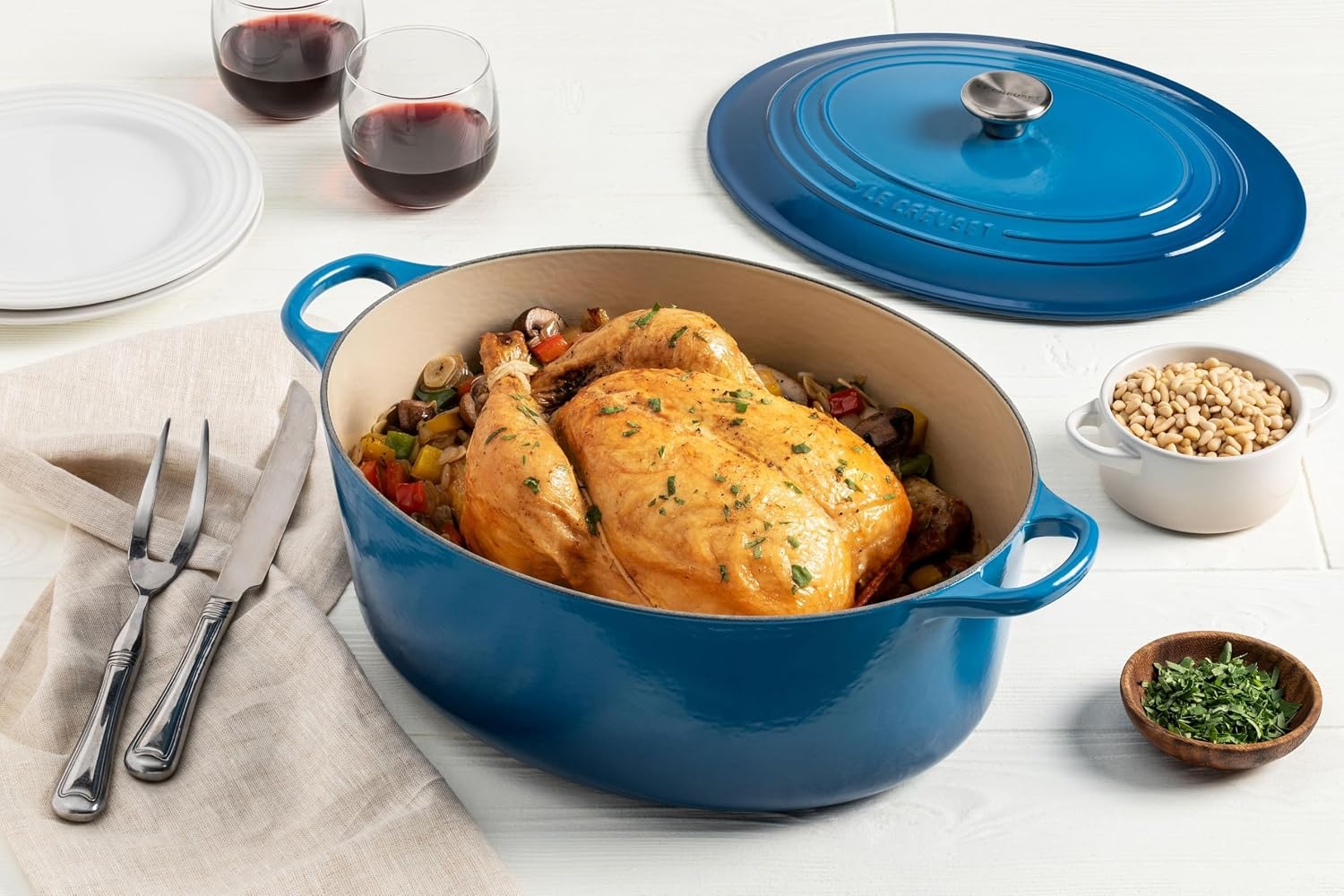 image:imageLe Creuset Enameled Cast Iron Signature Oval Dutch Oven 8 qt CeriseGarnet