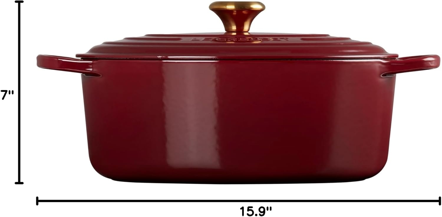 image:imageLe Creuset Enameled Cast Iron Signature Oval Dutch Oven 8 qt CeriseGarnet