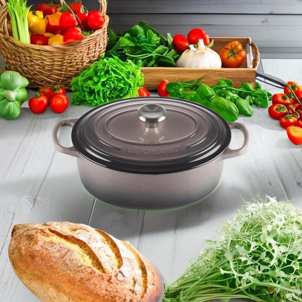 image:imageLe Creuset Enameled Cast Iron Signature Oval Dutch Oven 8 qt CeriseOyster