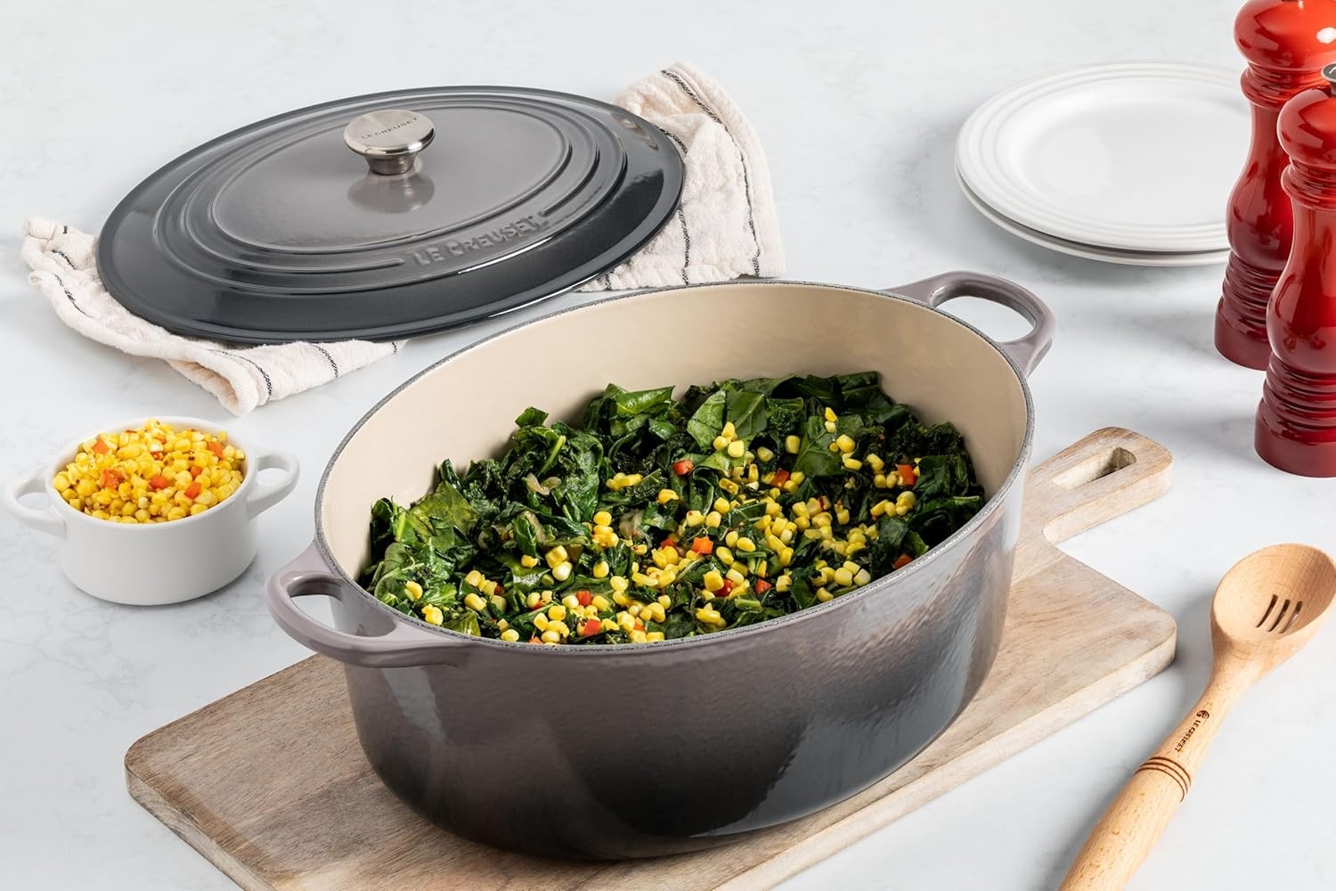 image:imageLe Creuset Enameled Cast Iron Signature Oval Dutch Oven 8 qt CeriseOyster