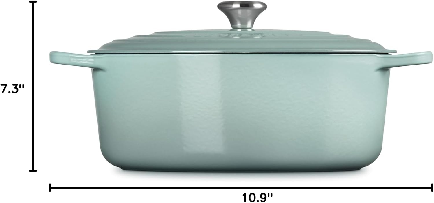 image:imageLe Creuset Enameled Cast Iron Signature Oval Dutch Oven 8 qt CeriseSea Salt