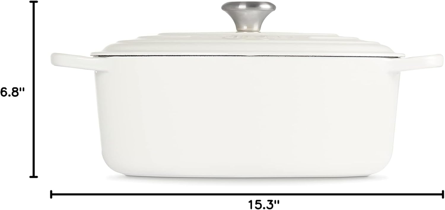 image:imageLe Creuset Enameled Cast Iron Signature Oval Dutch Oven 8 qt CeriseWhite