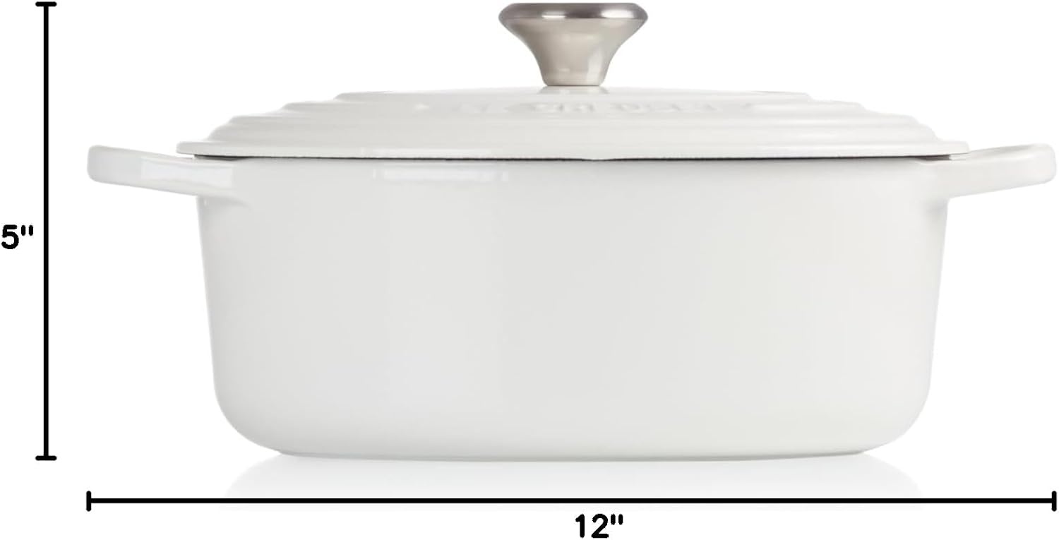 image:imageLe Creuset Enameled Cast Iron Signature Oval Dutch Oven 8 qt CeriseWhite