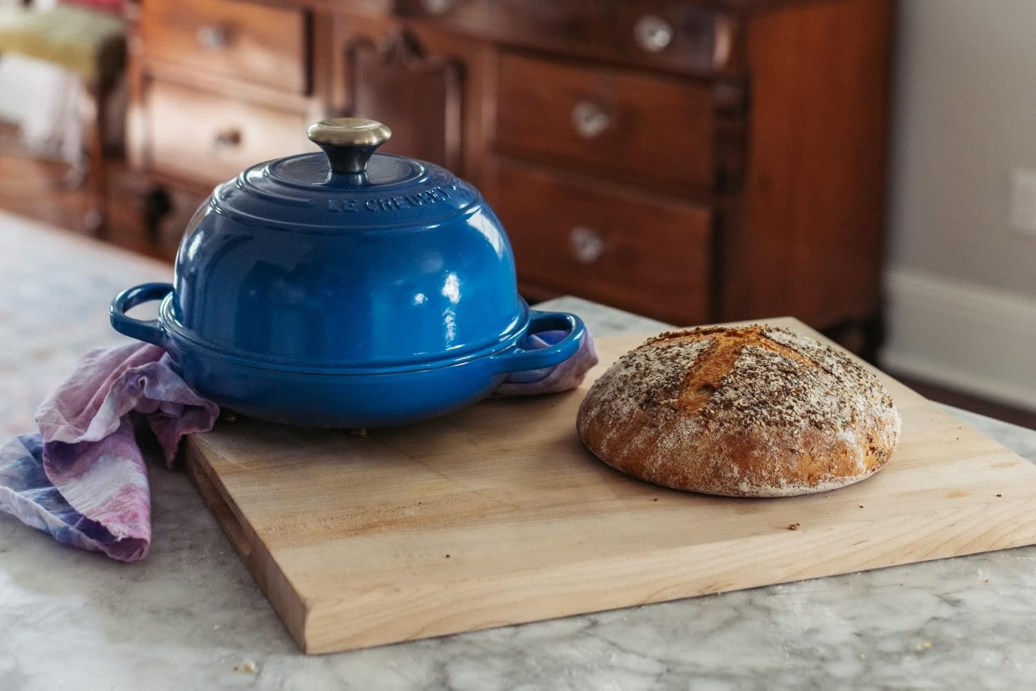 image:imageLe Creuset Enameled Cast Iron Signature Round Bread Oven 95 inch WhiteMarseille