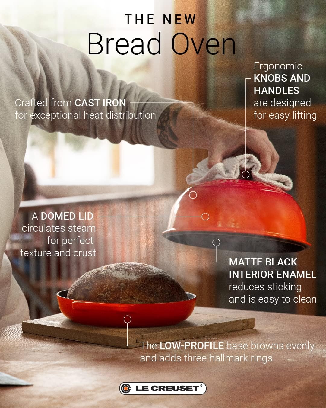 image:imageLe Creuset Enameled Cast Iron Signature Round Bread Oven 95 inch WhiteMarseille