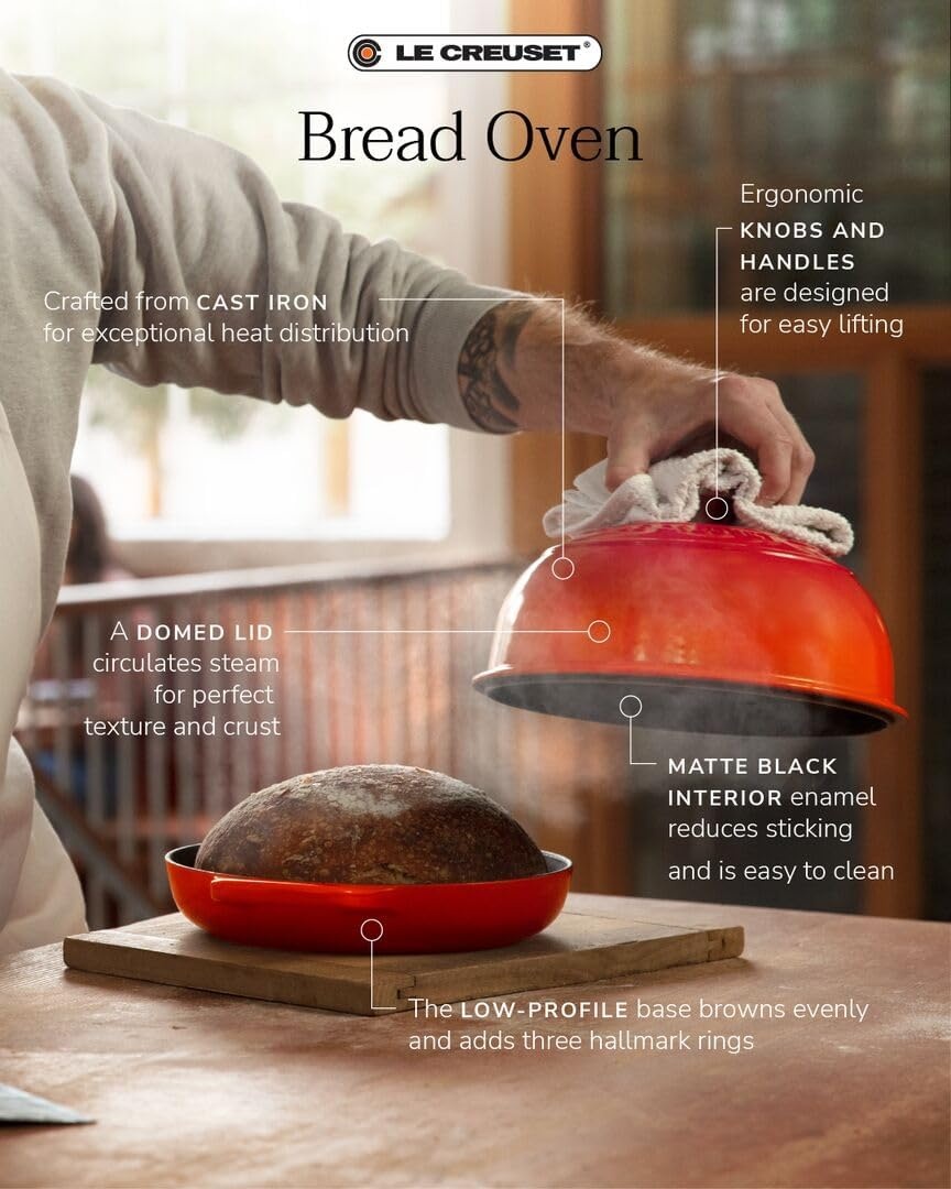 image:imageLe Creuset Enameled Cast Iron Signature Round Bread Oven 95 inch WhiteRiviera