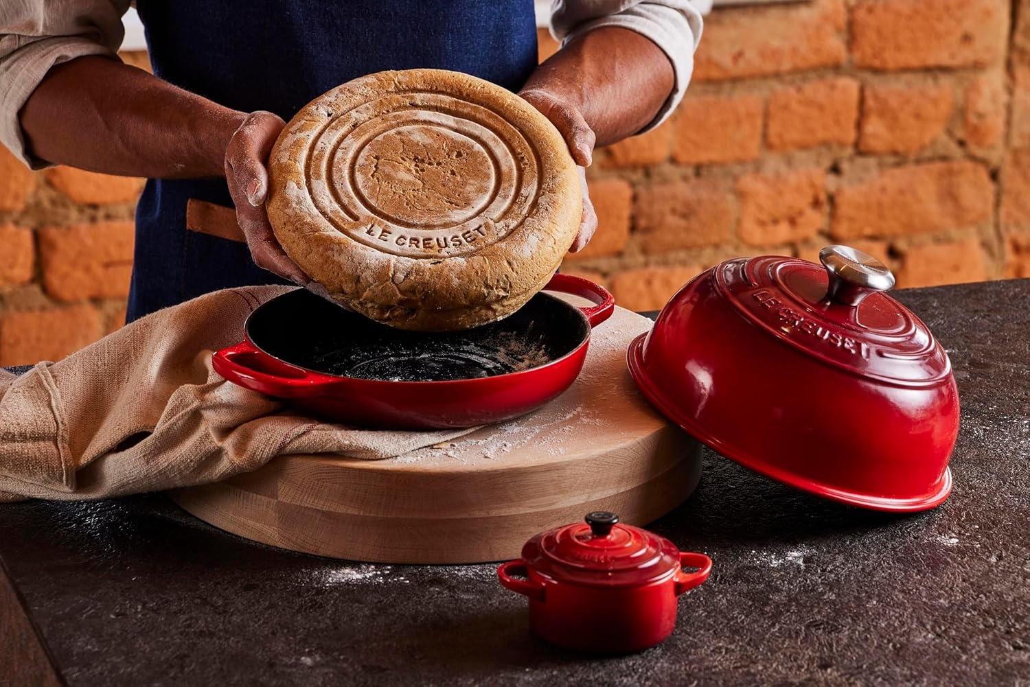 image:imageLe Creuset Enameled Cast Iron Signature Round Bread Oven 95 inch WhiteRiviera