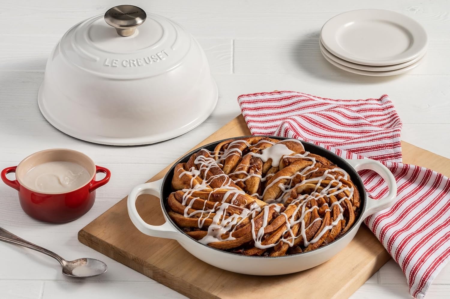 image:imageLe Creuset Enameled Cast Iron Signature Round Bread Oven 95 inch WhiteRiviera