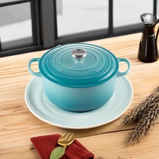 image:imageLe Creuset Enameled Cast Iron Signature Round Dutch Oven 725 qt CeriseCaribbean