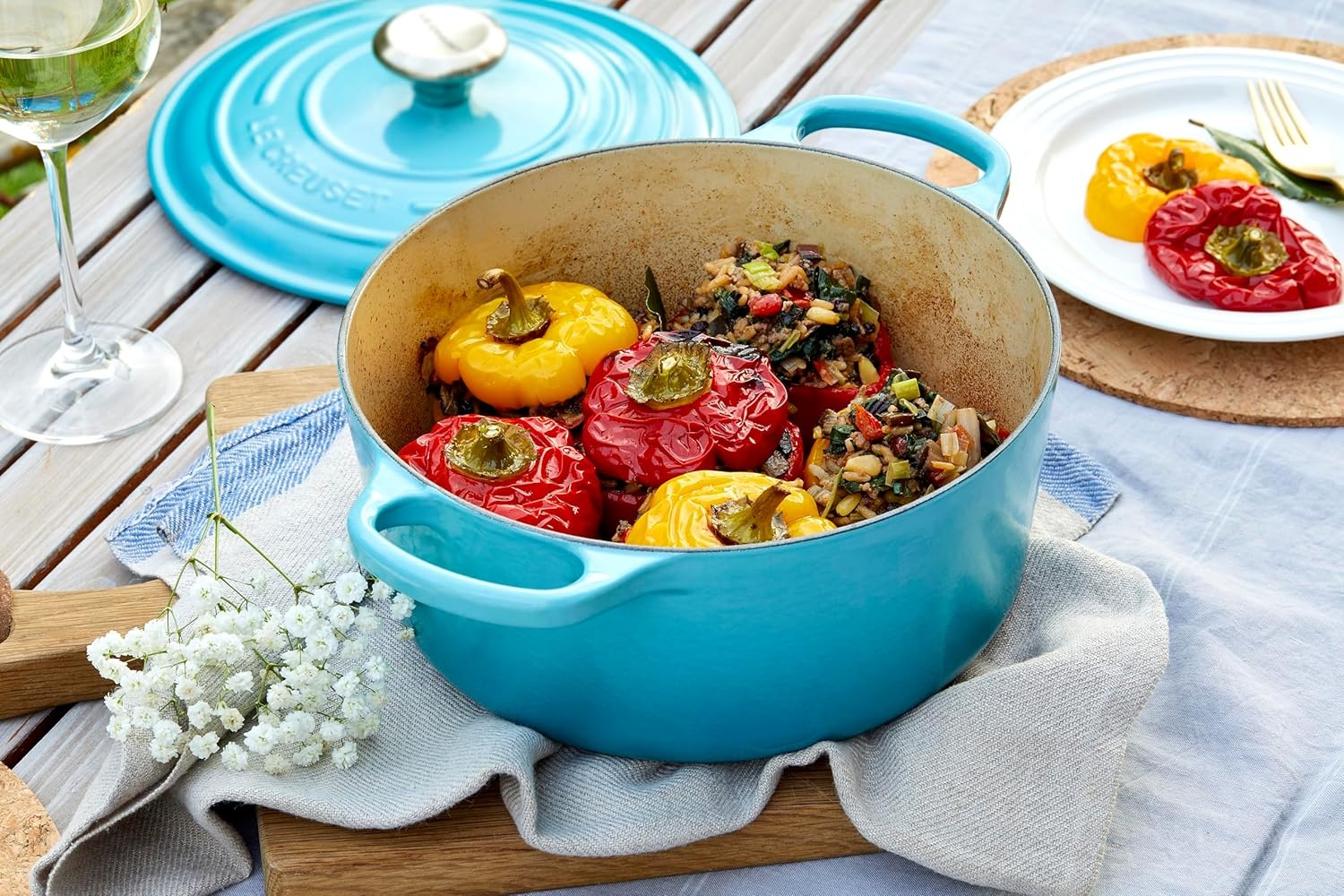 image:imageLe Creuset Enameled Cast Iron Signature Round Dutch Oven 725 qt CeriseCaribbean