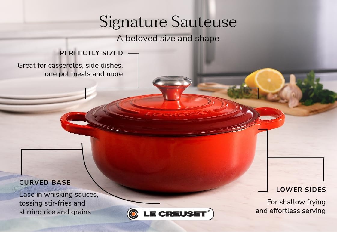 image:imageLe Creuset Enameled Cast Iron Signature Round Sauteuse 35qt PecheOlive