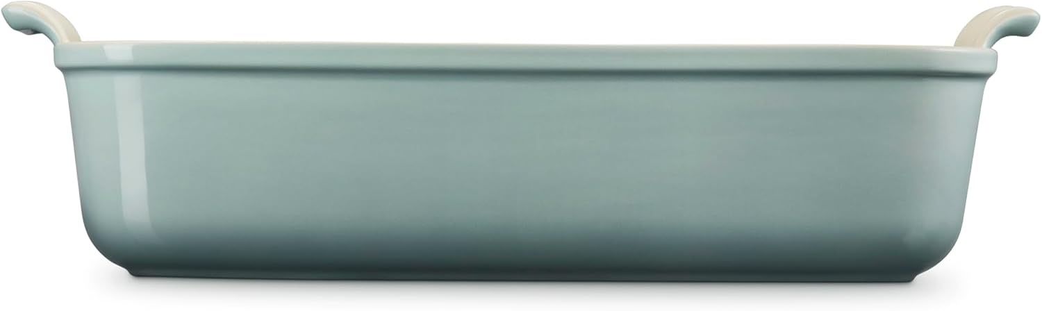 image:imageLe Creuset Stoneware Heritage Deep Rectangular Lasagna Dish 675 qt CeriseSea Salt