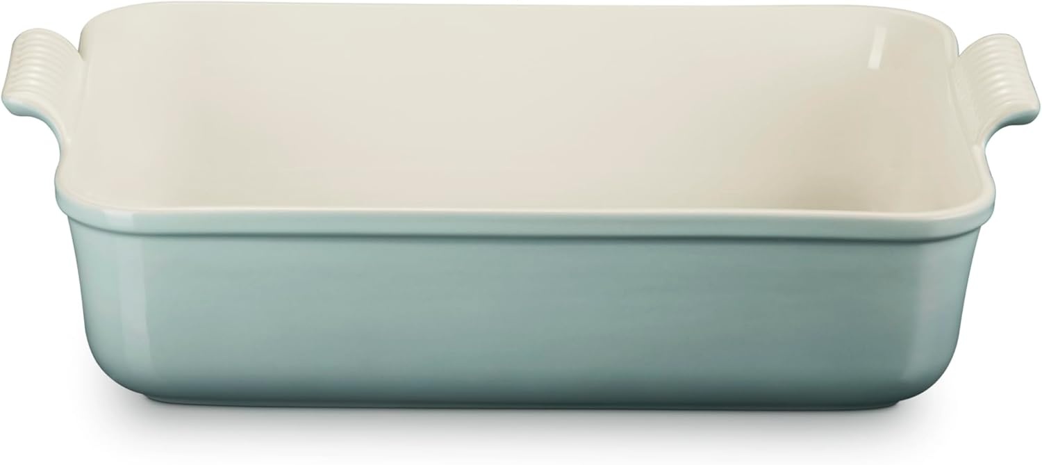 image:imageLe Creuset Stoneware Heritage Deep Rectangular Lasagna Dish 675 qt CeriseSea Salt
