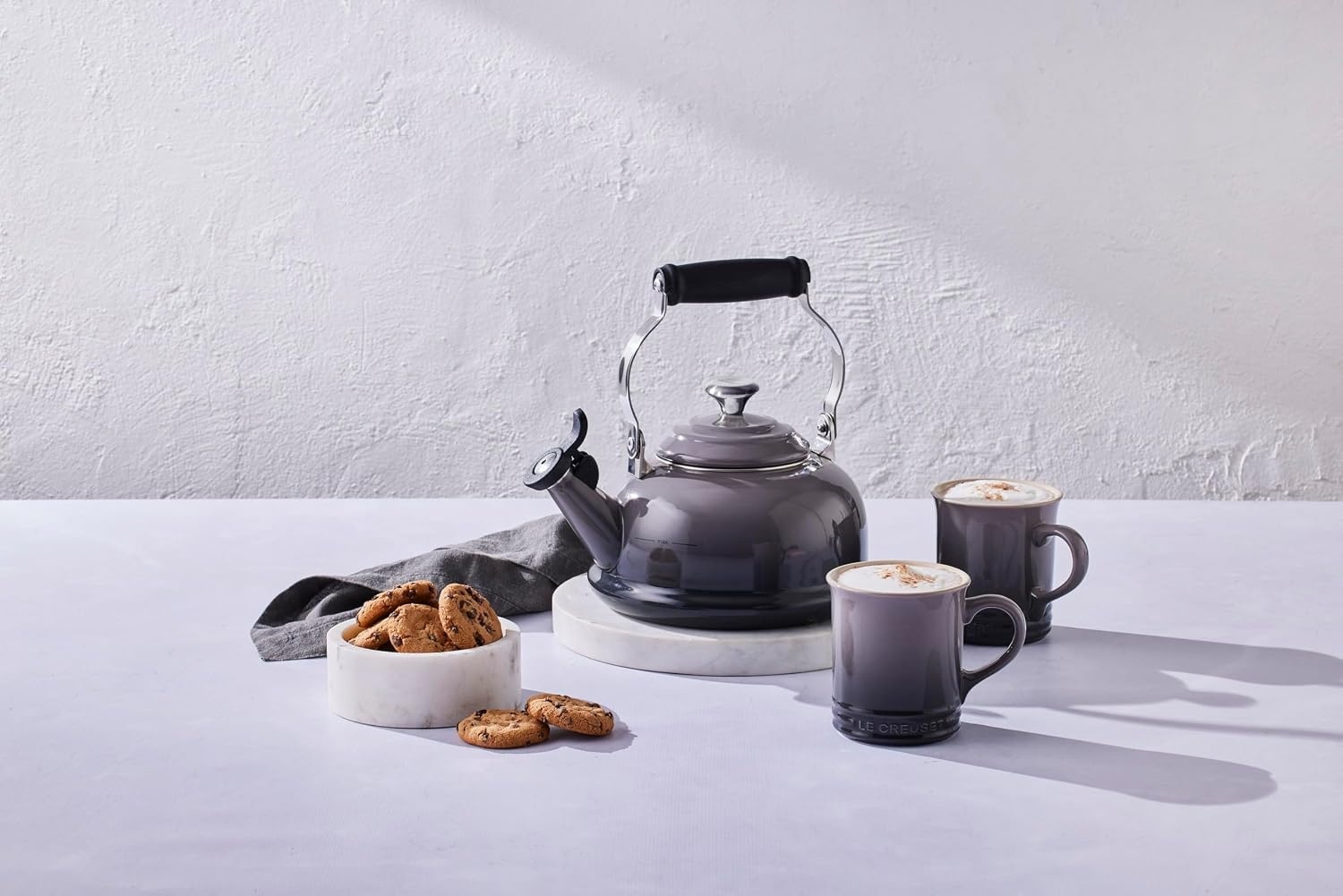 image:imageLe Creuset Whistling Tea Kettle with Metal Finishes 17 qt Stainless SteelOyster