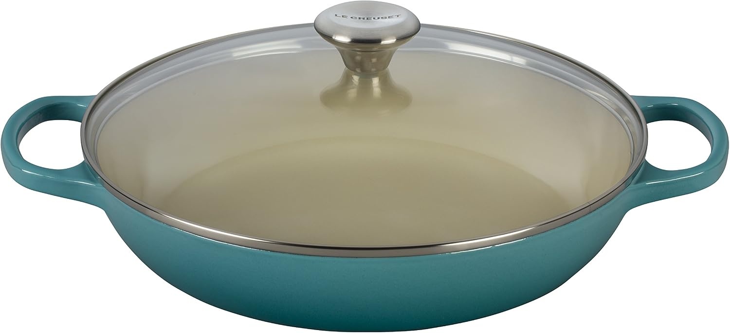 image:imageLe Creuset of America Enameled Cast Iron Buffet Casserole with Glass Lid 3 12 quart FlameCaribbean