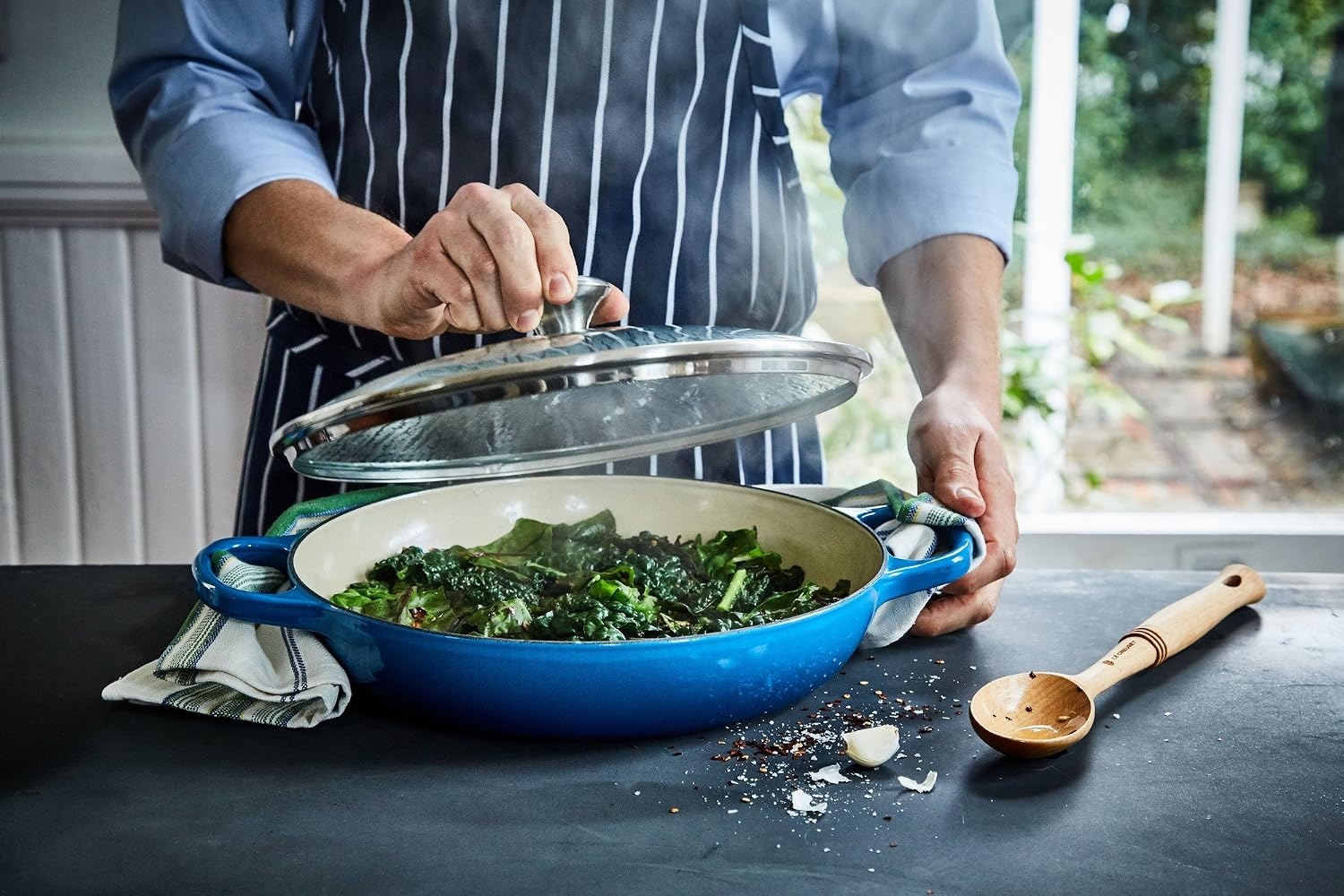 image:imageLe Creuset of America Enameled Cast Iron Buffet Casserole with Glass Lid 3 12 quart FlameMarseille