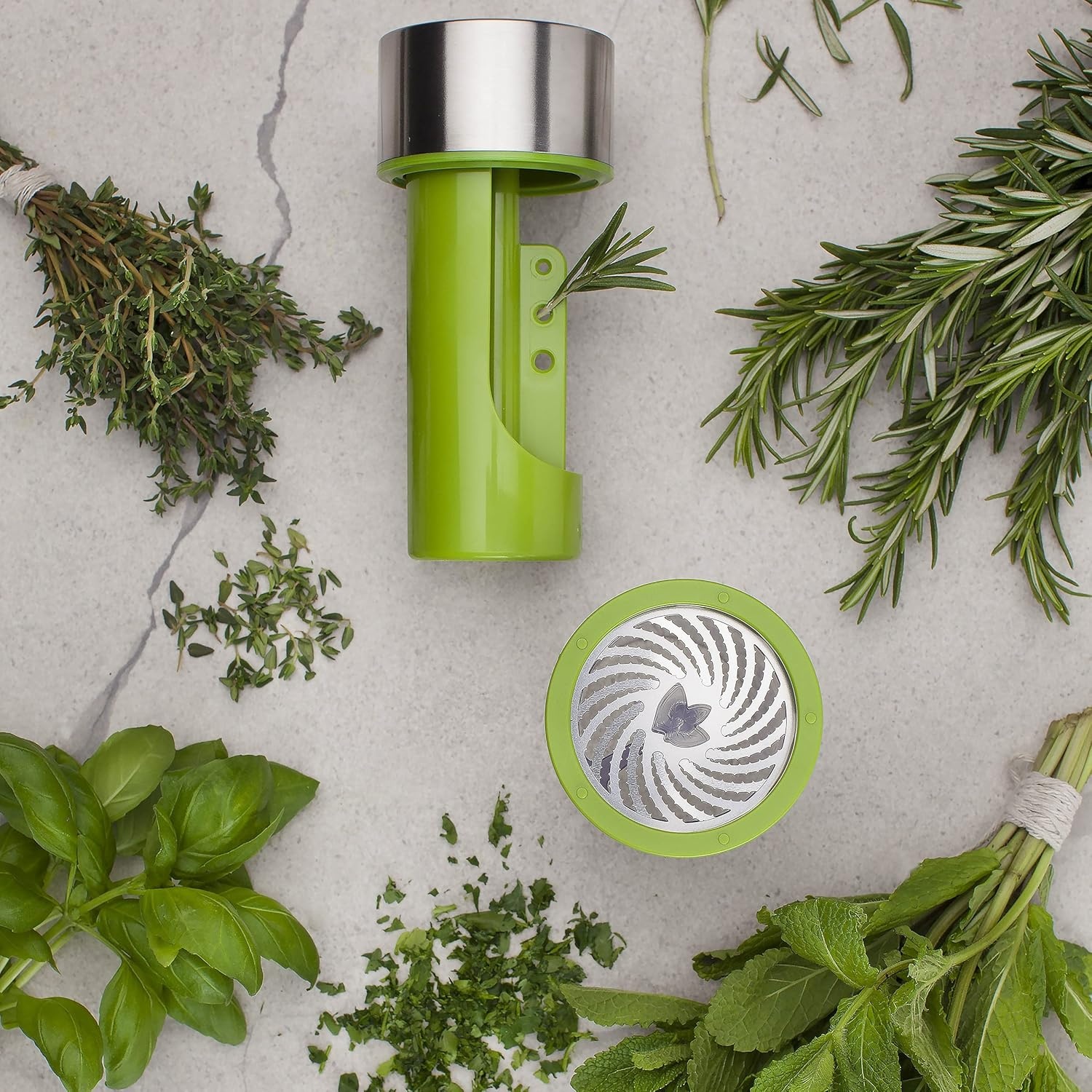 image:imageMicroplane Herb Grinder and Leaf Stripper Seasoning Herb Mill Stainless SteelStainless Steel
