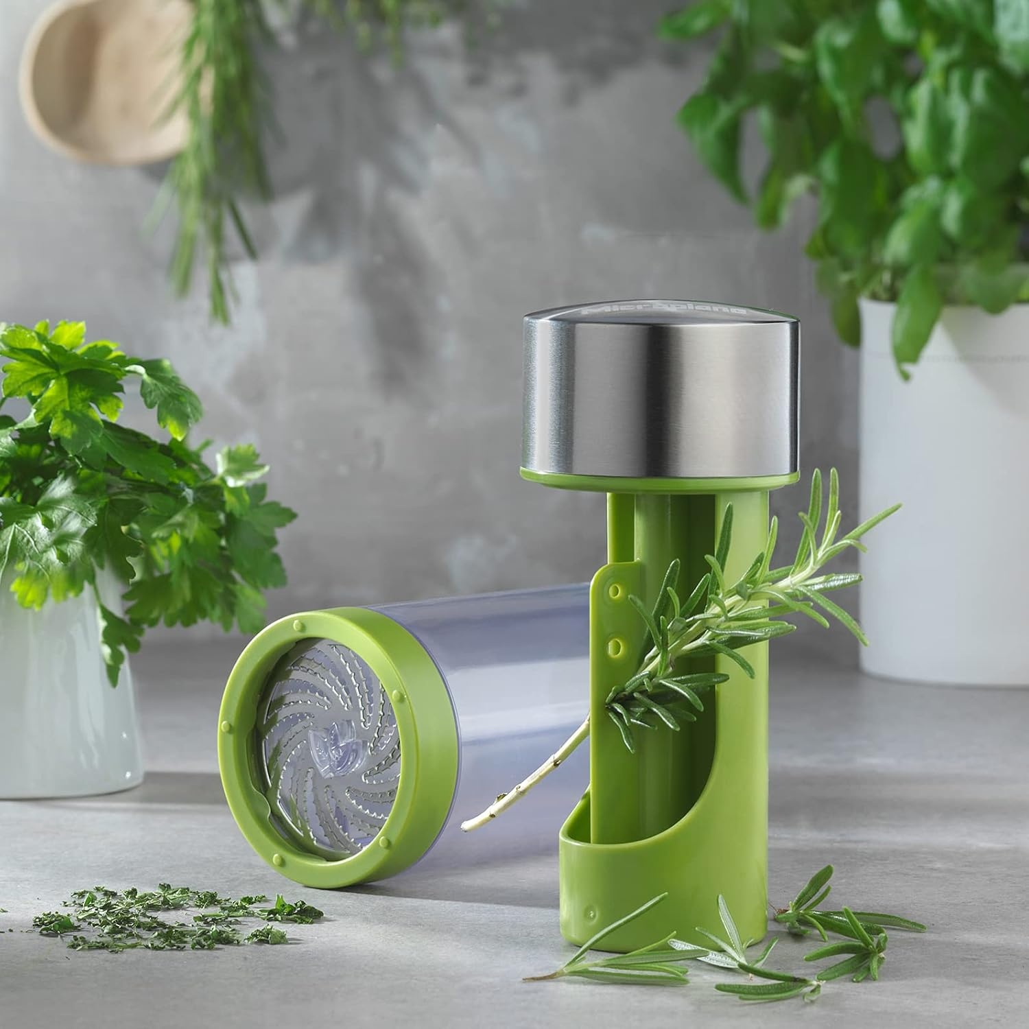 image:imageMicroplane Herb Grinder and Leaf Stripper Seasoning Herb Mill Stainless SteelStainless Steel