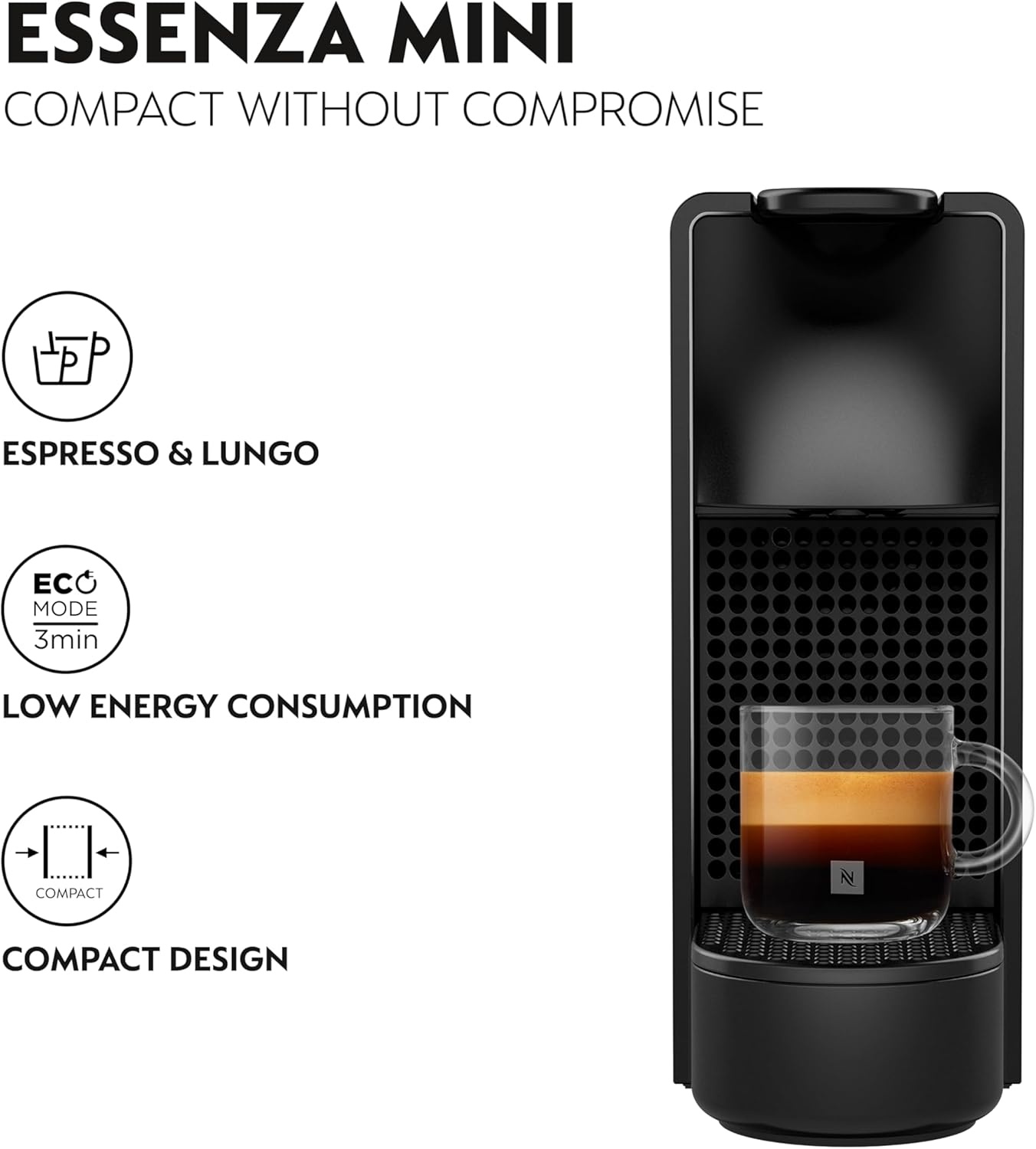 image:imageNespresso Essenza Mini Espresso Machine by Breville with Milk Frother203 fl oz Piano Black