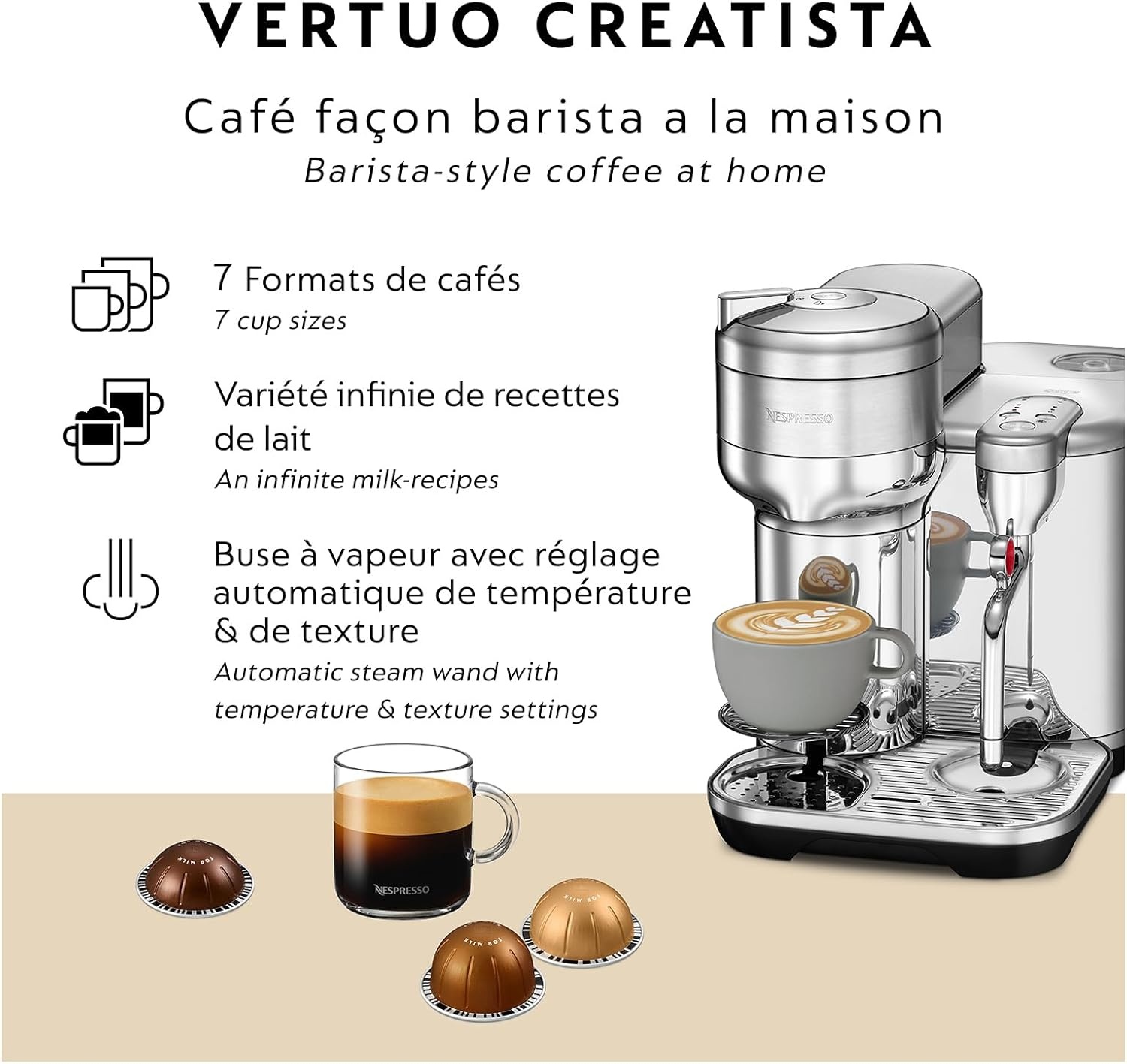 image:imageNespresso Vertuo Creatista Coffee and Espresso Maker by Breville Brushed Stainless SteelBrushed Stainless Steel