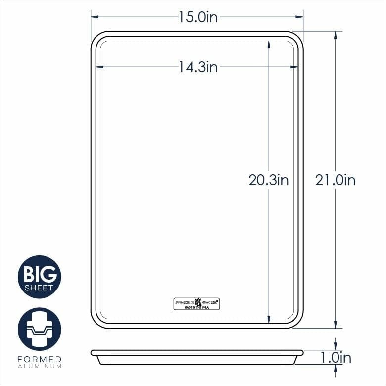 image:imageNordic Ware Extra Large Baking Sheet 21 x 15 inches XL Big sheet pan Natural Uncoated Aluminum Reinforced Steel Rim Prevents Warping 1pk Big Sheet2pk Big Sheet