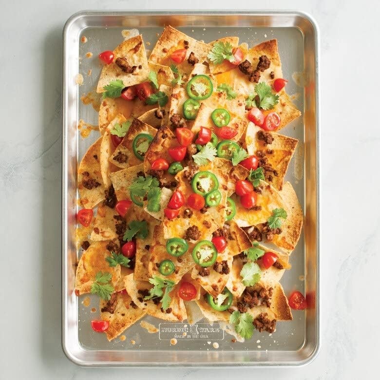 image:imageNordic Ware Extra Large Baking Sheet 21 x 15 inches XL Big sheet pan Natural Uncoated Aluminum Reinforced Steel Rim Prevents Warping 1pk Big SheetHalf and Big Sheet