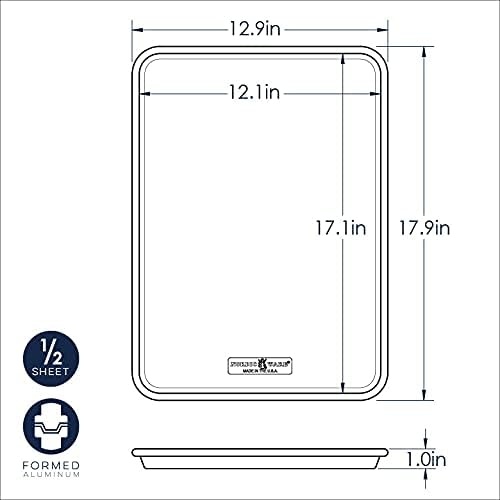 image:imageNordic Ware Extra Large Baking Sheet 21 x 15 inches XL Big sheet pan Natural Uncoated Aluminum Reinforced Steel Rim Prevents Warping 1pk Big SheetHalf and Big Sheet