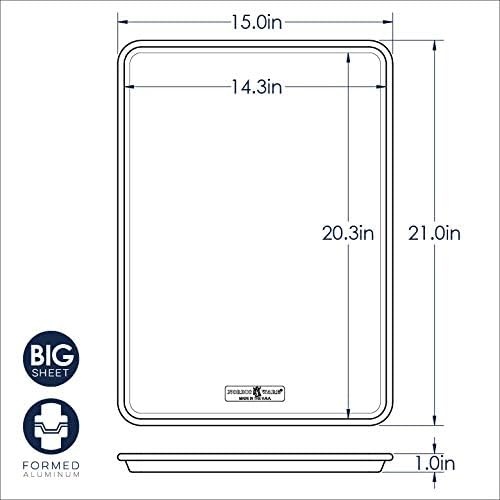 image:imageNordic Ware Extra Large Baking Sheet 21 x 15 inches XL Big sheet pan Natural Uncoated Aluminum Reinforced Steel Rim Prevents Warping 1pk Big SheetHalf and Big Sheet