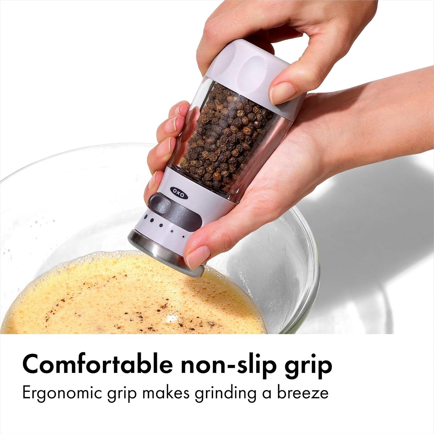 image:imageOXO Good Grips Contoured MessFree Pepper Grinder Adjustable Ceramic Grinder with Five Settings Black Pepper Mill for Home and Kitchen Spice Tool and Kitchen GadgetGray