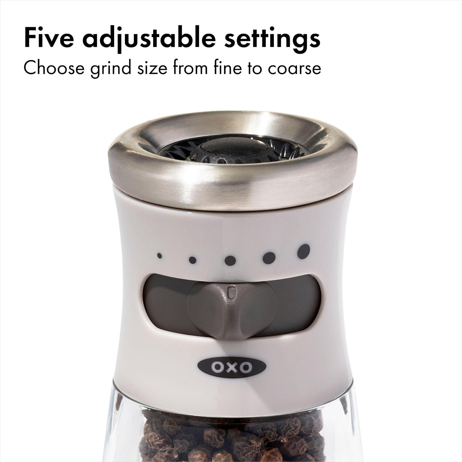image:imageOXO Good Grips Contoured MessFree Pepper Grinder Adjustable Ceramic Grinder with Five Settings Black Pepper Mill for Home and Kitchen Spice Tool and Kitchen GadgetGray