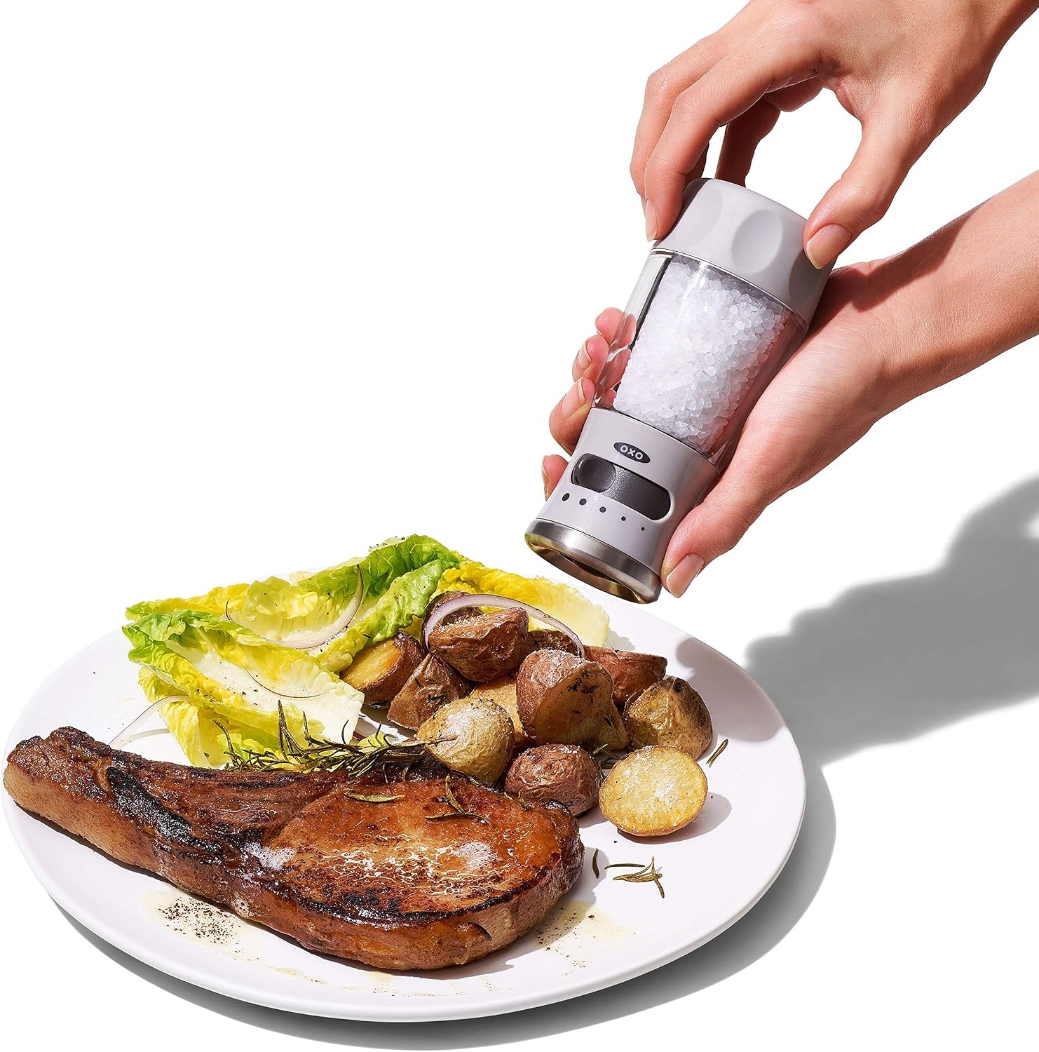 image:imageOXO Good Grips Contoured MessFree Pepper Grinder Adjustable Ceramic Grinder with Five Settings Black Pepper Mill for Home and Kitchen Spice Tool and Kitchen GadgetStainless Steel