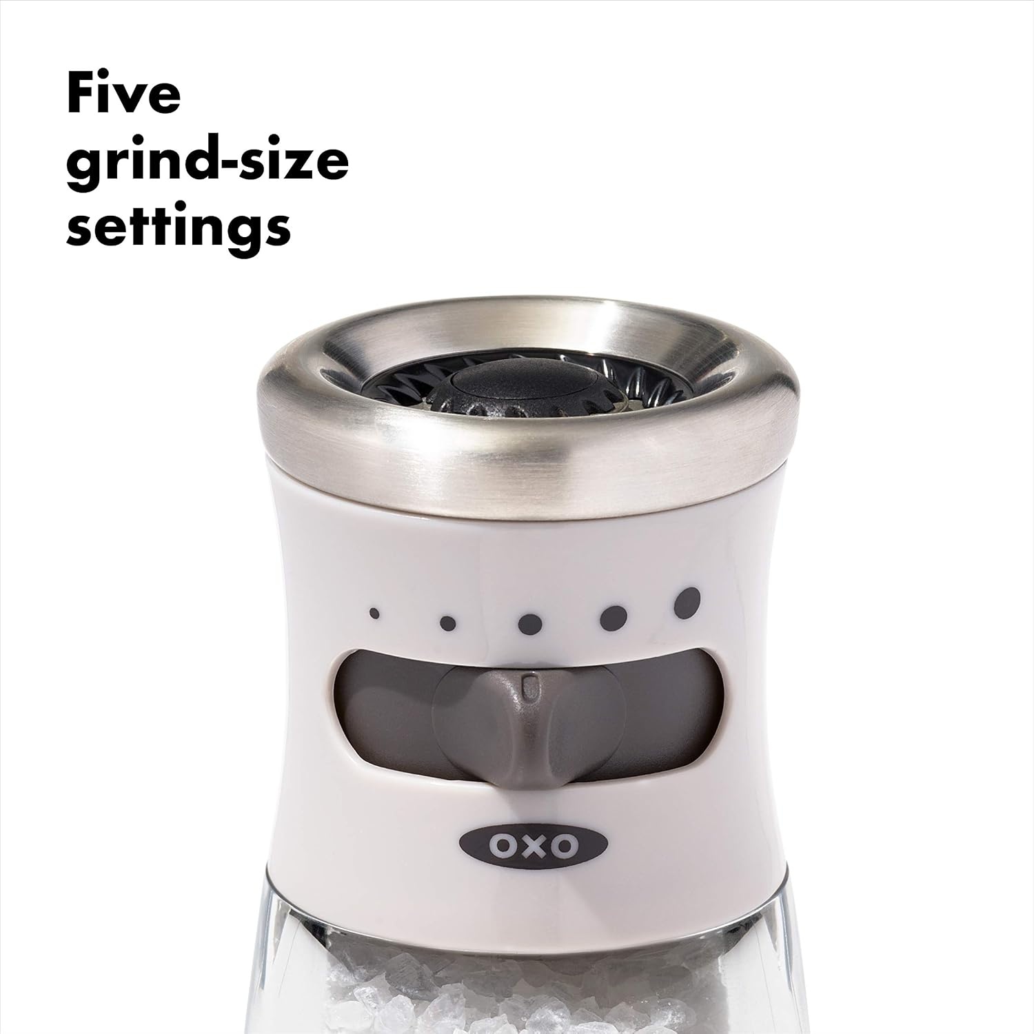 image:imageOXO Good Grips Contoured MessFree Pepper Grinder Adjustable Ceramic Grinder with Five Settings Black Pepper Mill for Home and Kitchen Spice Tool and Kitchen GadgetStainless Steel