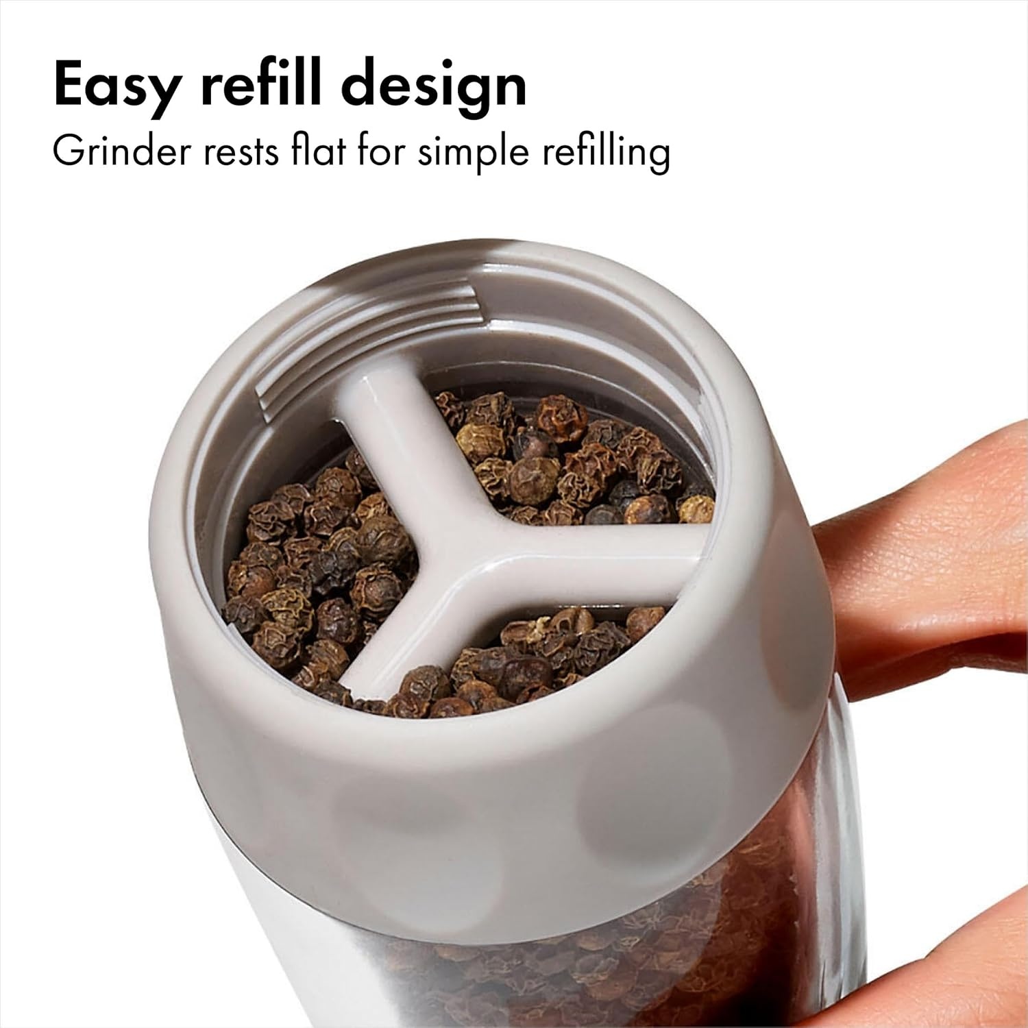 image:imageOXO Good Grips Contoured MessFree Pepper Grinder Adjustable Ceramic Grinder with Five Settings Black Pepper Mill for Home and Kitchen Spice Tool and Kitchen GadgetGray